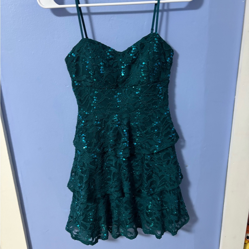 B Darlin Teal Lace Dress